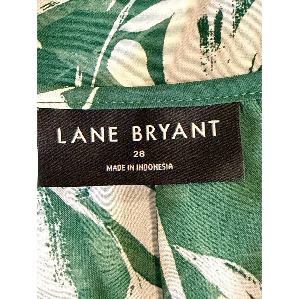 Lane Bryant Camisole Green Plus 28‎ Floral Adjustable Strap Tank Casual Tropical - Picture 3 of 7